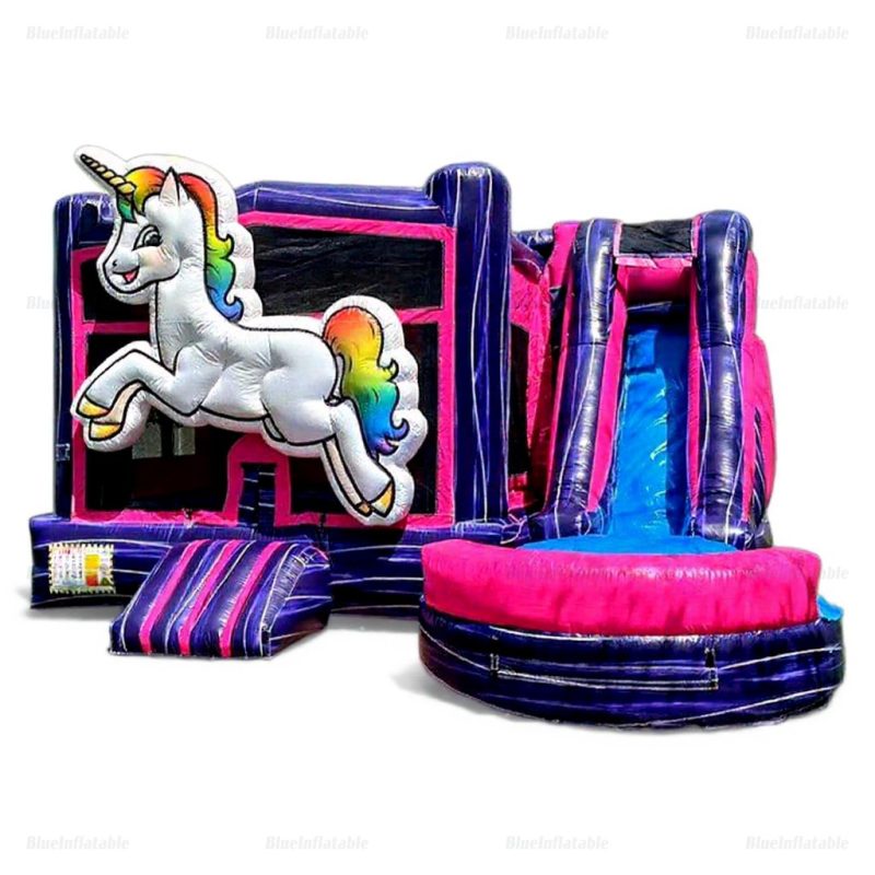 Unicorn Inflatable Bounce House with Water Slide