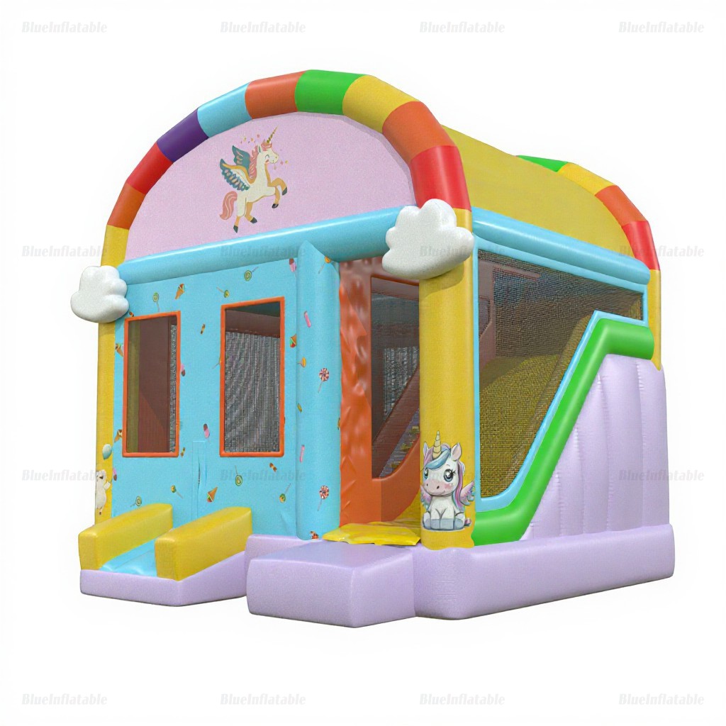 Unicorn Party Inflatable Bounce House with Slide - Image 2