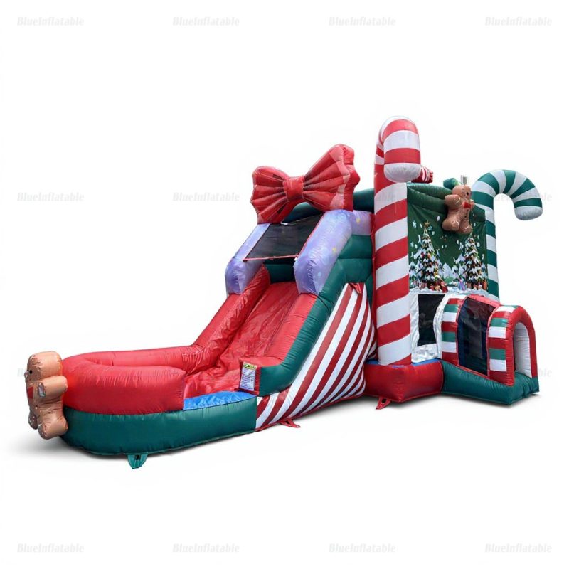 Candy Cane Christmas Tree Inflatable Water Slide & Bounce House