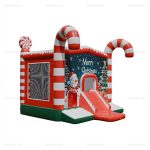 Candy Cane Christmas Inflatable Bounce House with Slide