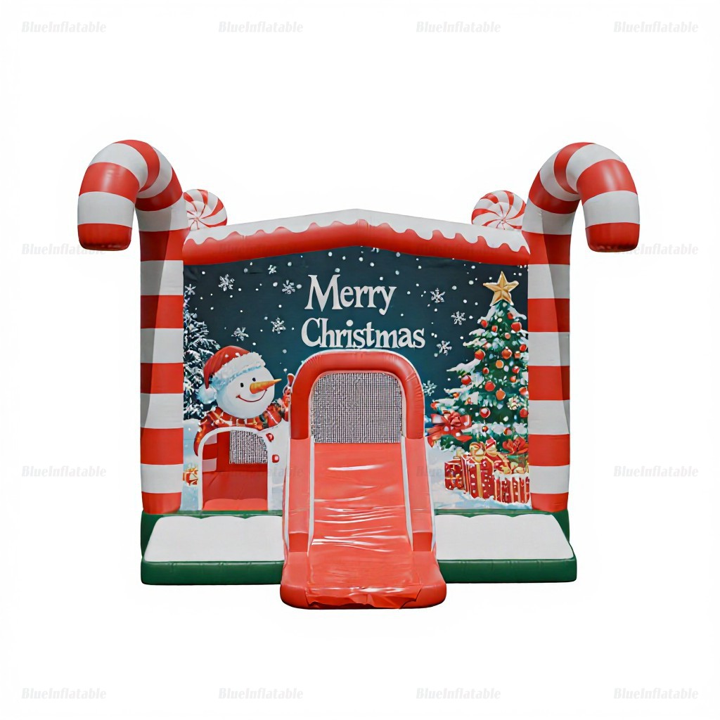 Candy Cane Christmas Inflatable Bounce House with Slide - Image 4