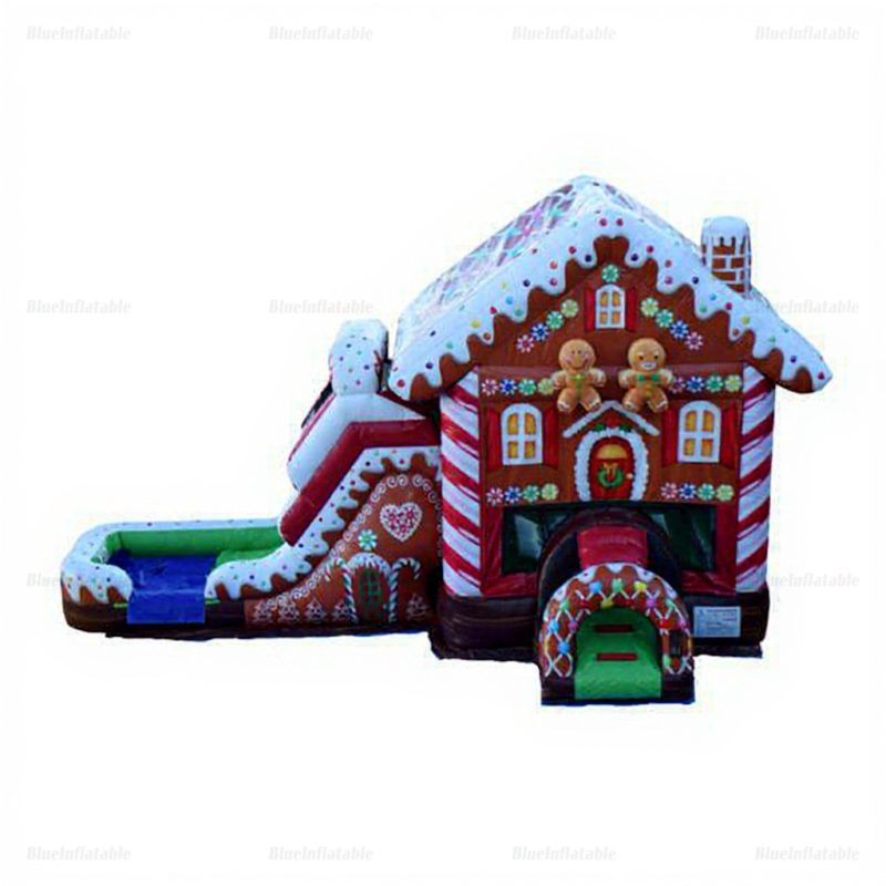 Gingerbread Castle Christmas Bounce House with Double Slide