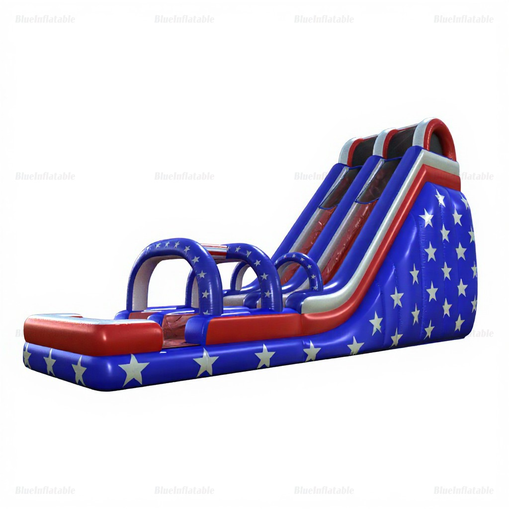 20-Foot Double Lane American Flag Inflatable Water Slide - Image 2