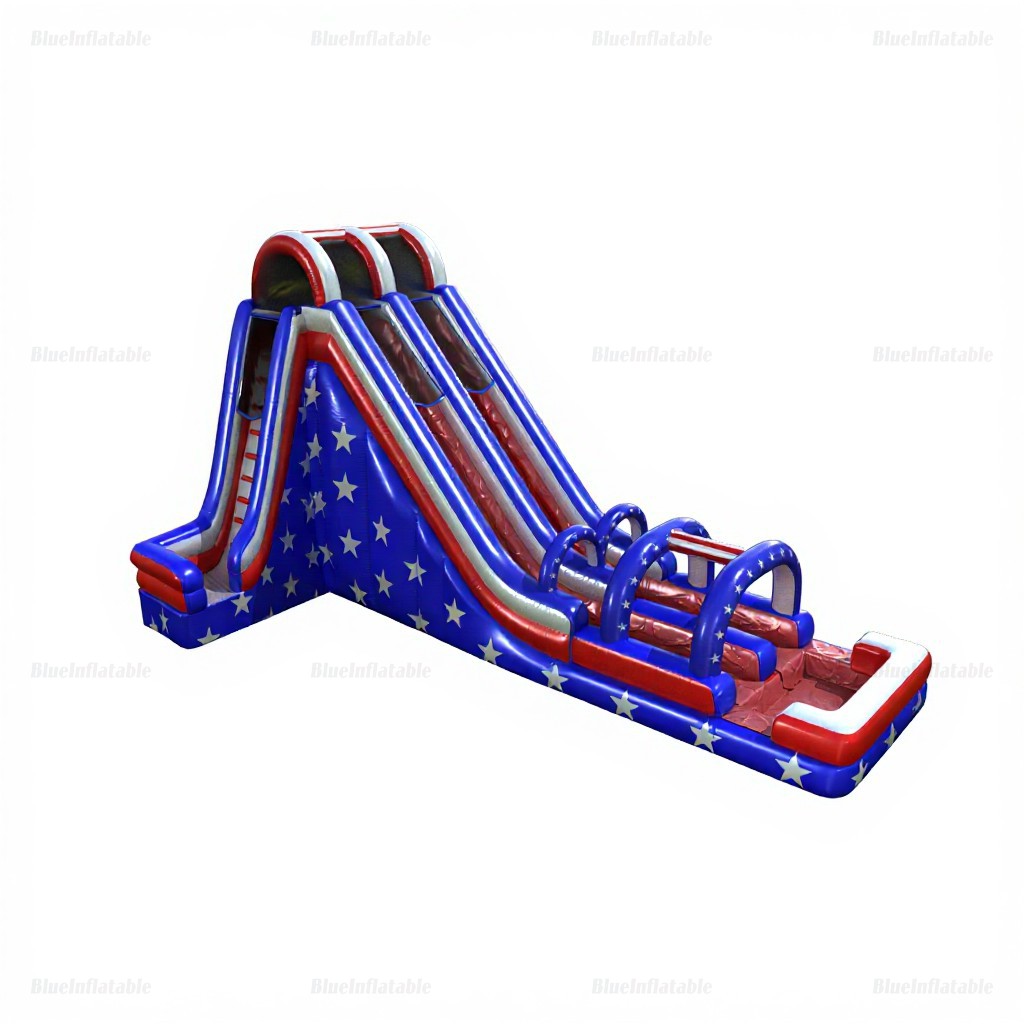20-Foot Double Lane American Flag Inflatable Water Slide - Image 5