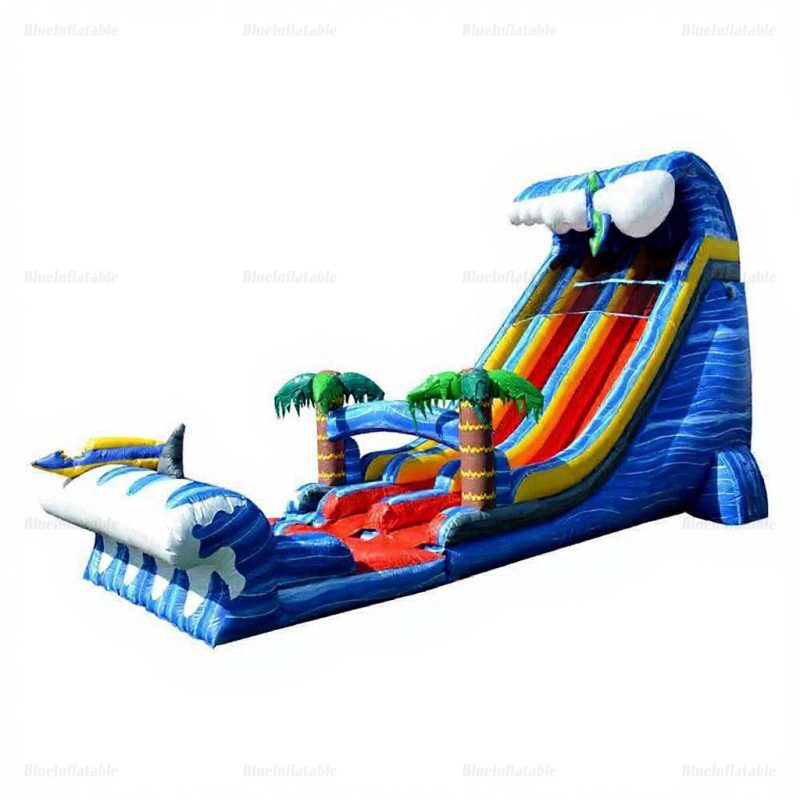 Shark Dual Lane Inflatable Water Slide with Deep Pool