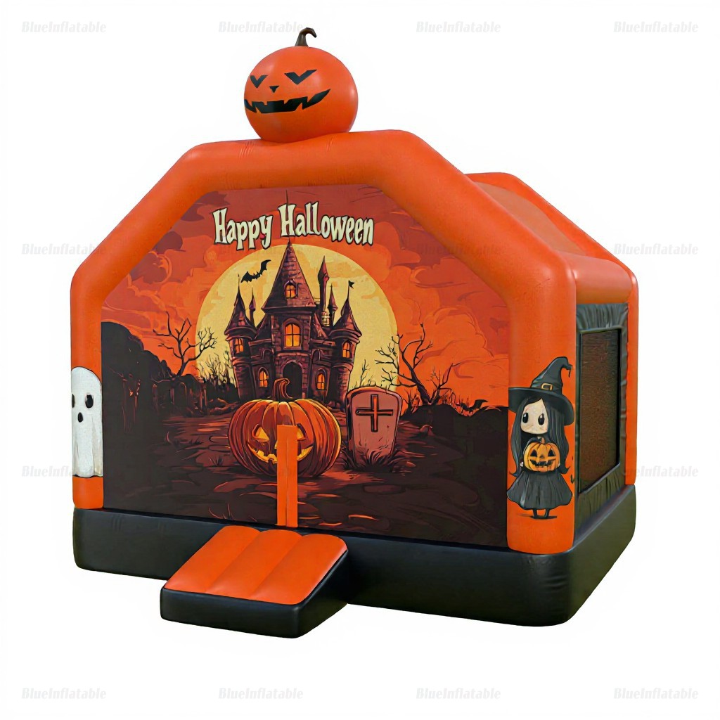 Halloween Inflatable Haunted House Bounce Castle with Pumpkin & Ghosts