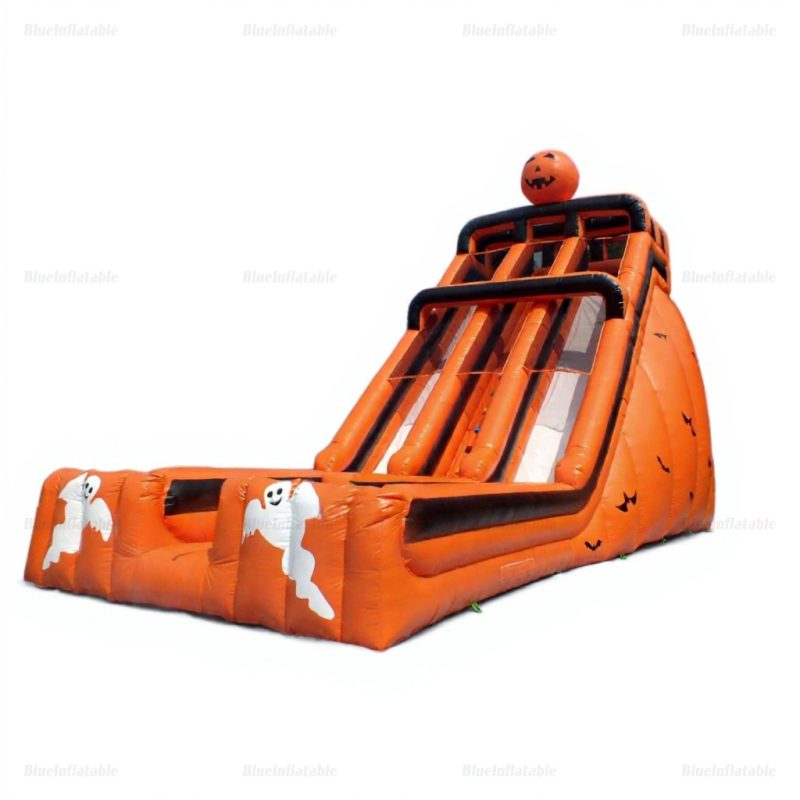 Pumpkin Patch Double Lane Inflatable Slide & Bouncer