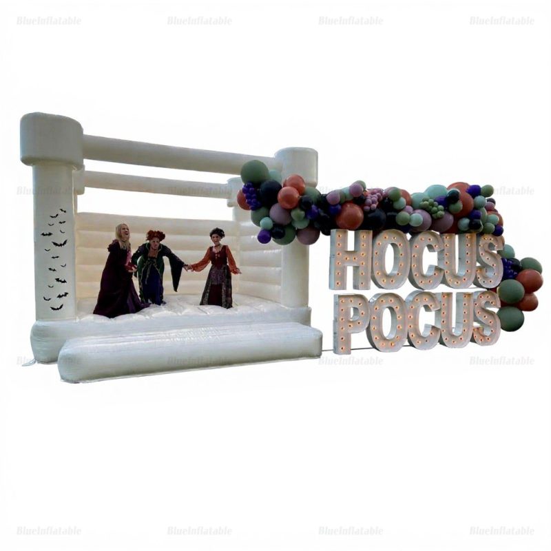 White Inflatable Bounce House for Halloween Parties