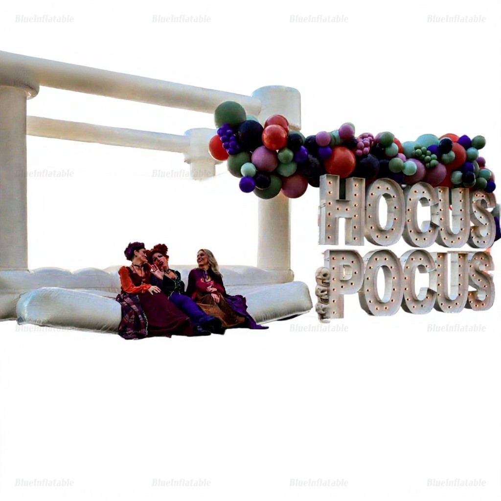 White Inflatable Bounce House for Halloween Parties - Image 4