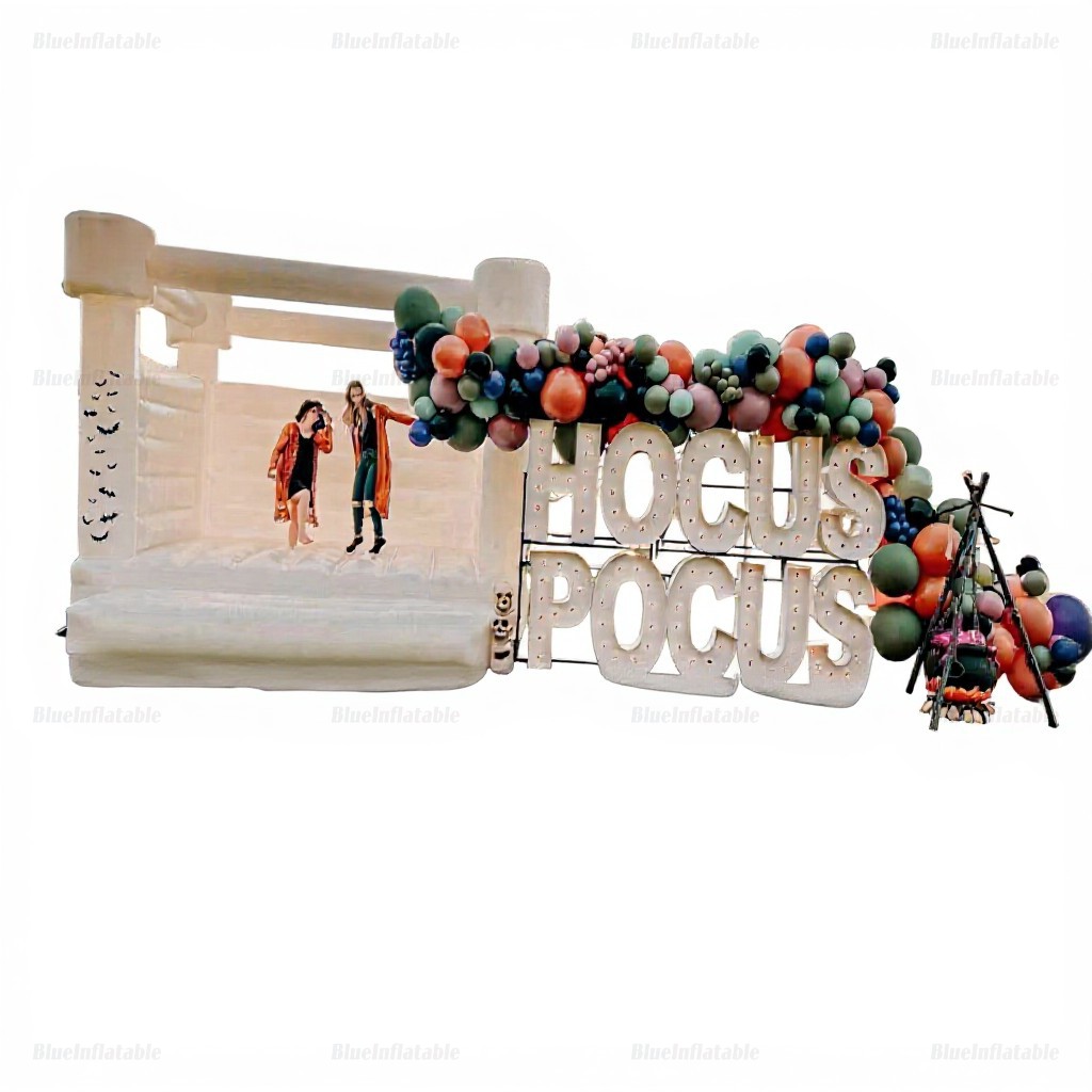 White Inflatable Bounce House for Halloween Parties - Image 6