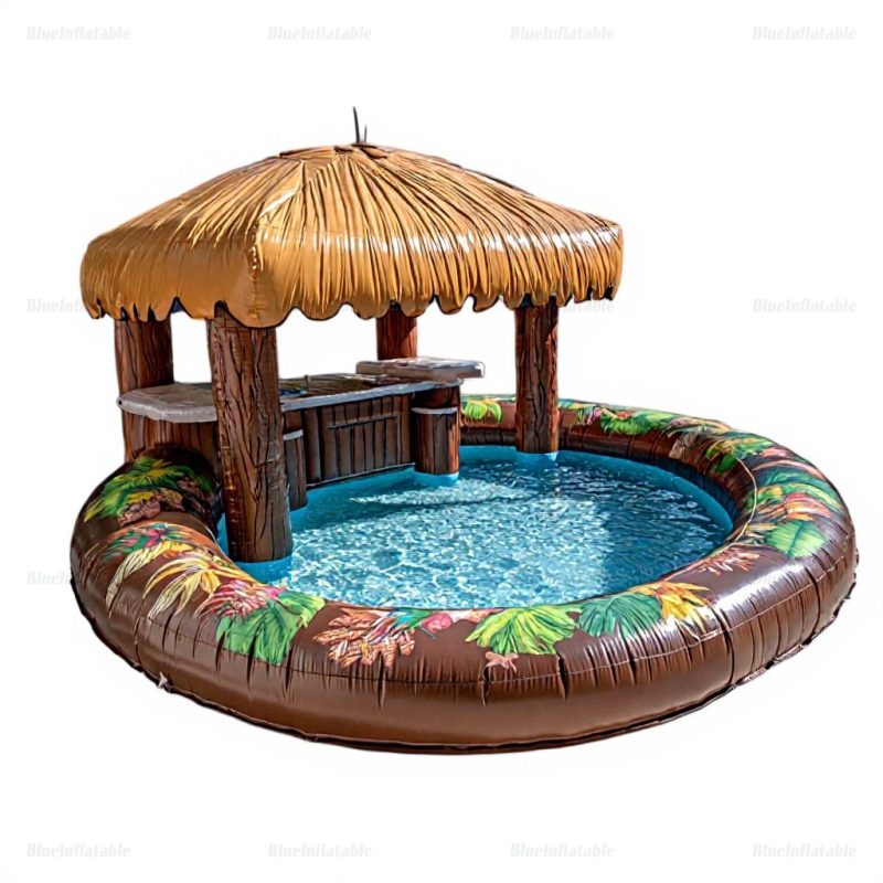 Inflatable Tiki Bar Pool Float for Backyard Parties