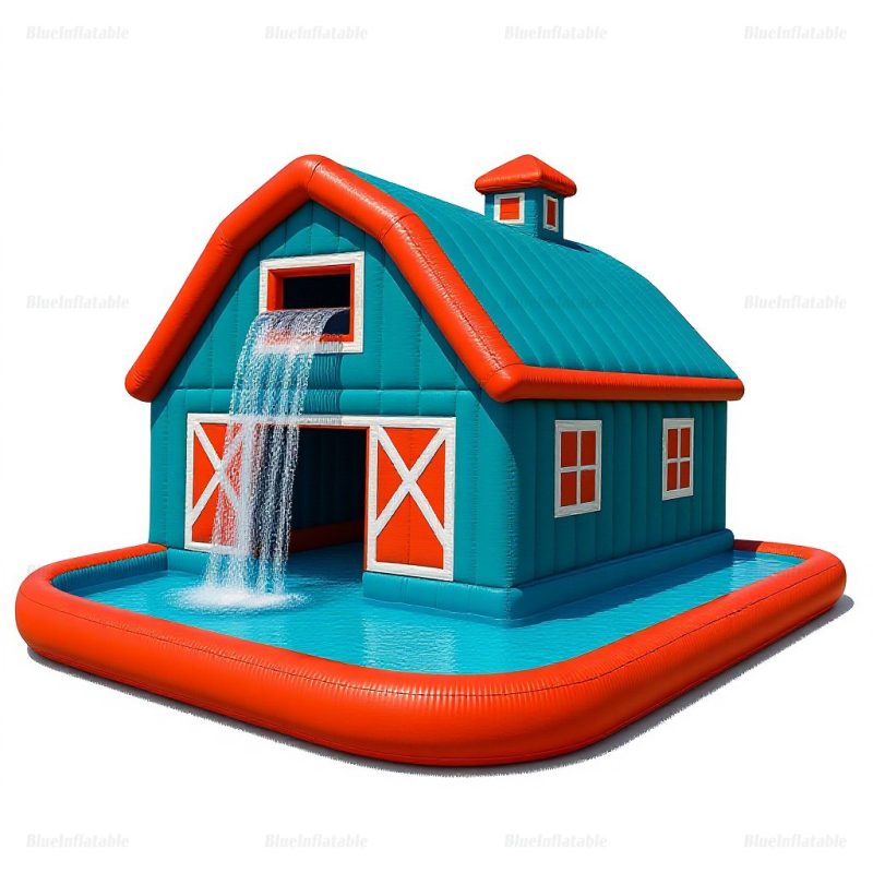 Inflatable Barn Pool with Built-In Waterfalls