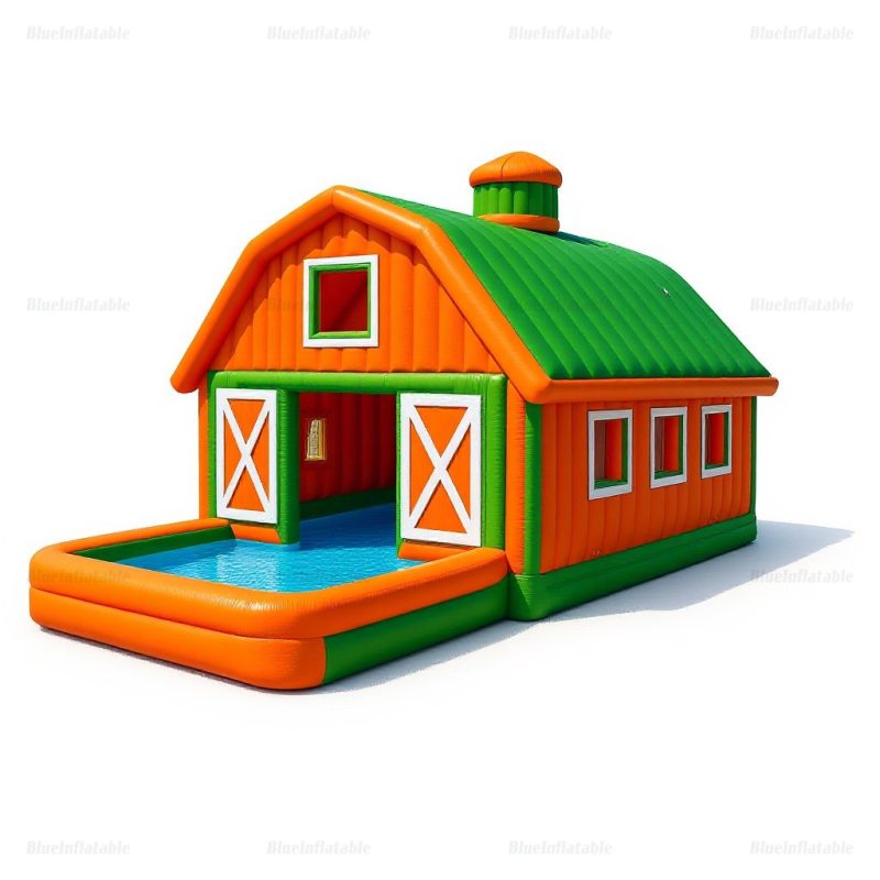 Inflatable Barn-Themed Outdoor Pool & Play Area