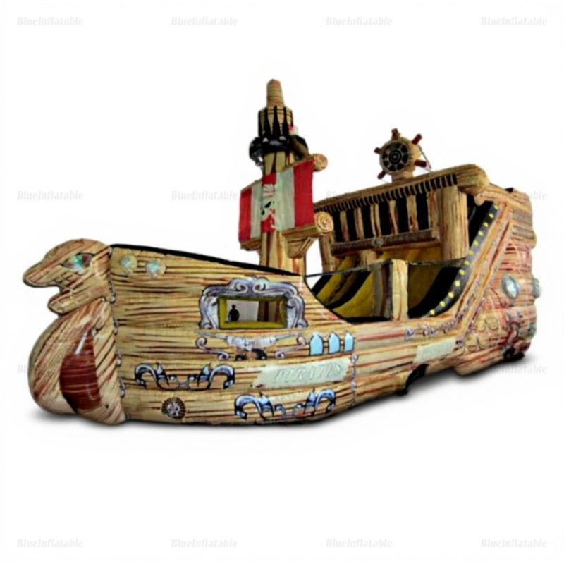 Dinosaur Pirate Ship Inflatable Bounce House Slide