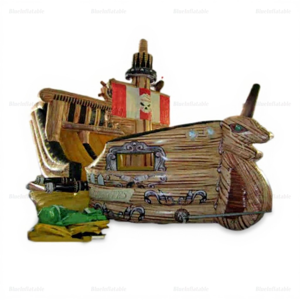 Dinosaur Pirate Ship Inflatable Bounce House Slide - Image 2