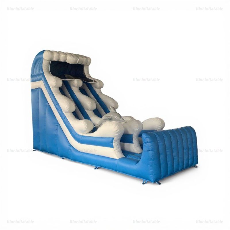 Blue Dolphin Ocean Wave Single Lane Inflatable Slide