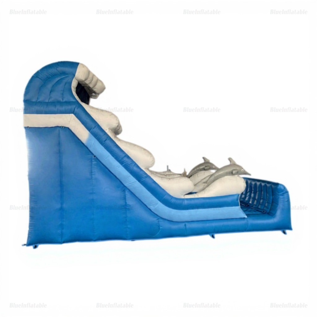Blue Dolphin Ocean Wave Single Lane Inflatable Slide - Image 2