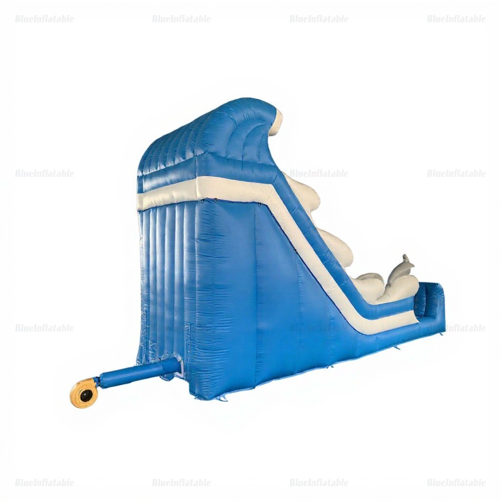 Blue Dolphin Ocean Wave Single Lane Inflatable Slide - Image 3