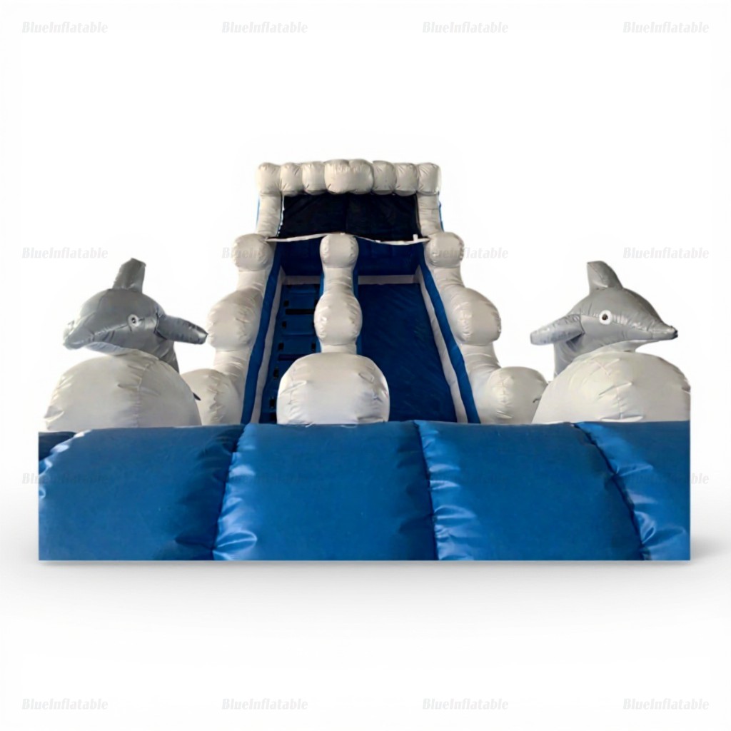 Blue Dolphin Ocean Wave Single Lane Inflatable Slide - Image 5