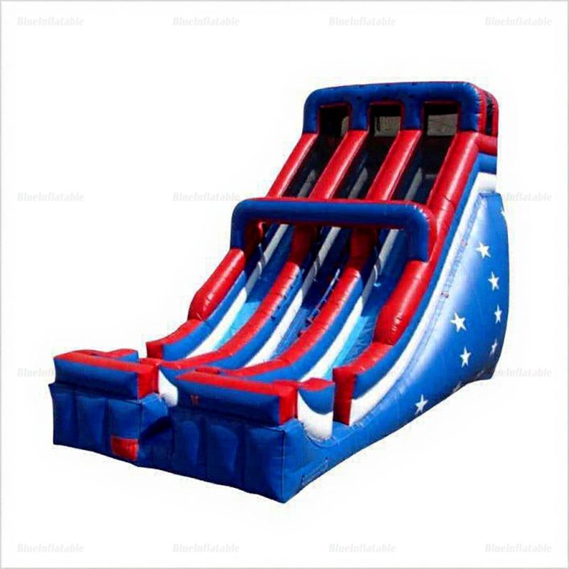 Double Lane Inflatable Water Slide with Climbing Wall