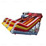Fire Truck Inflatable Dry Slide Jumper House
