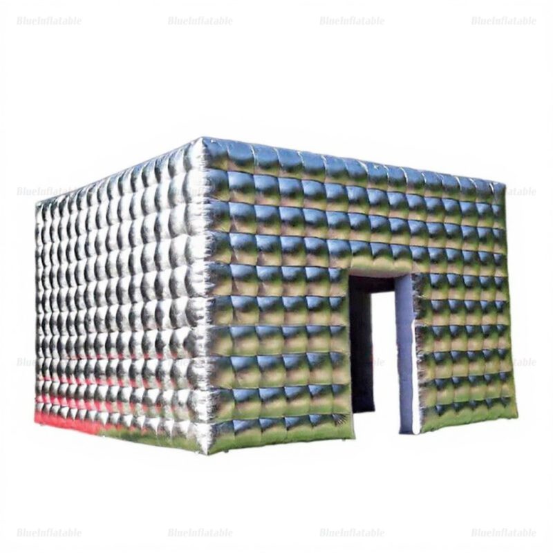 Silver Inflatable Cube Tent for Outdoor Events & Parties