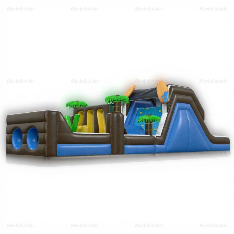Tropical Adventure Inflatable Obstacle Course Slide