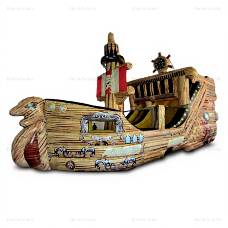 Dinosaur Pirate Ship Inflatable Bounce House Slide