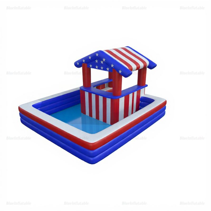 Patriotic Inflatable Pool Bar with American Flag Design