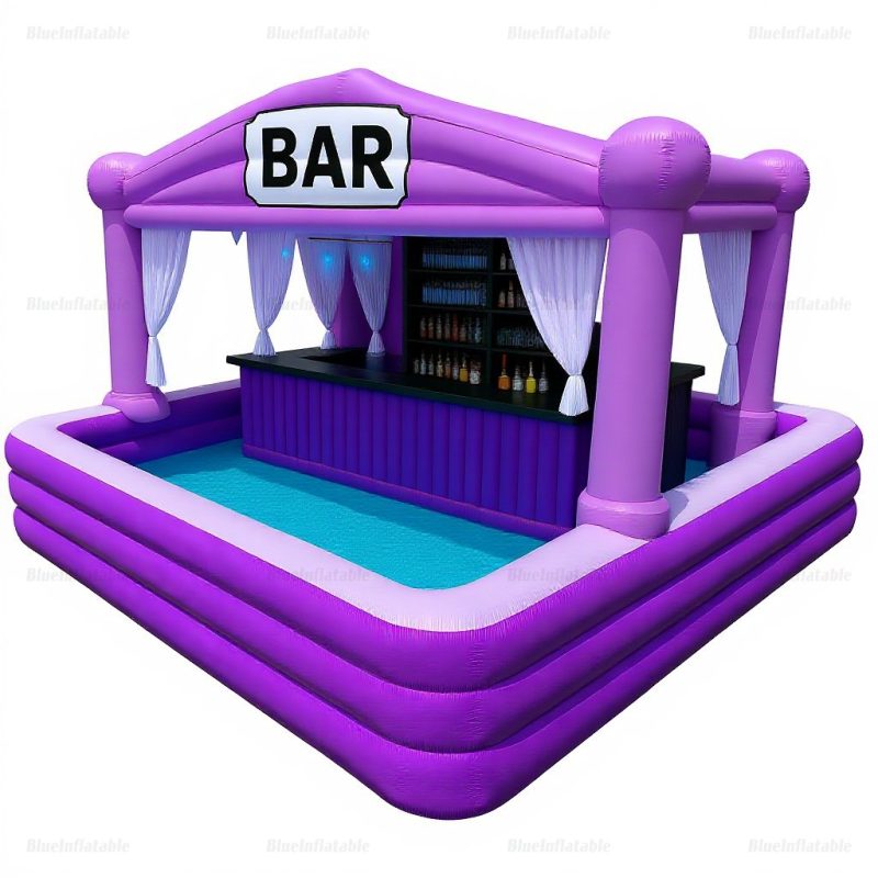 Purple Inflatable Pool Bar for Parties and Events