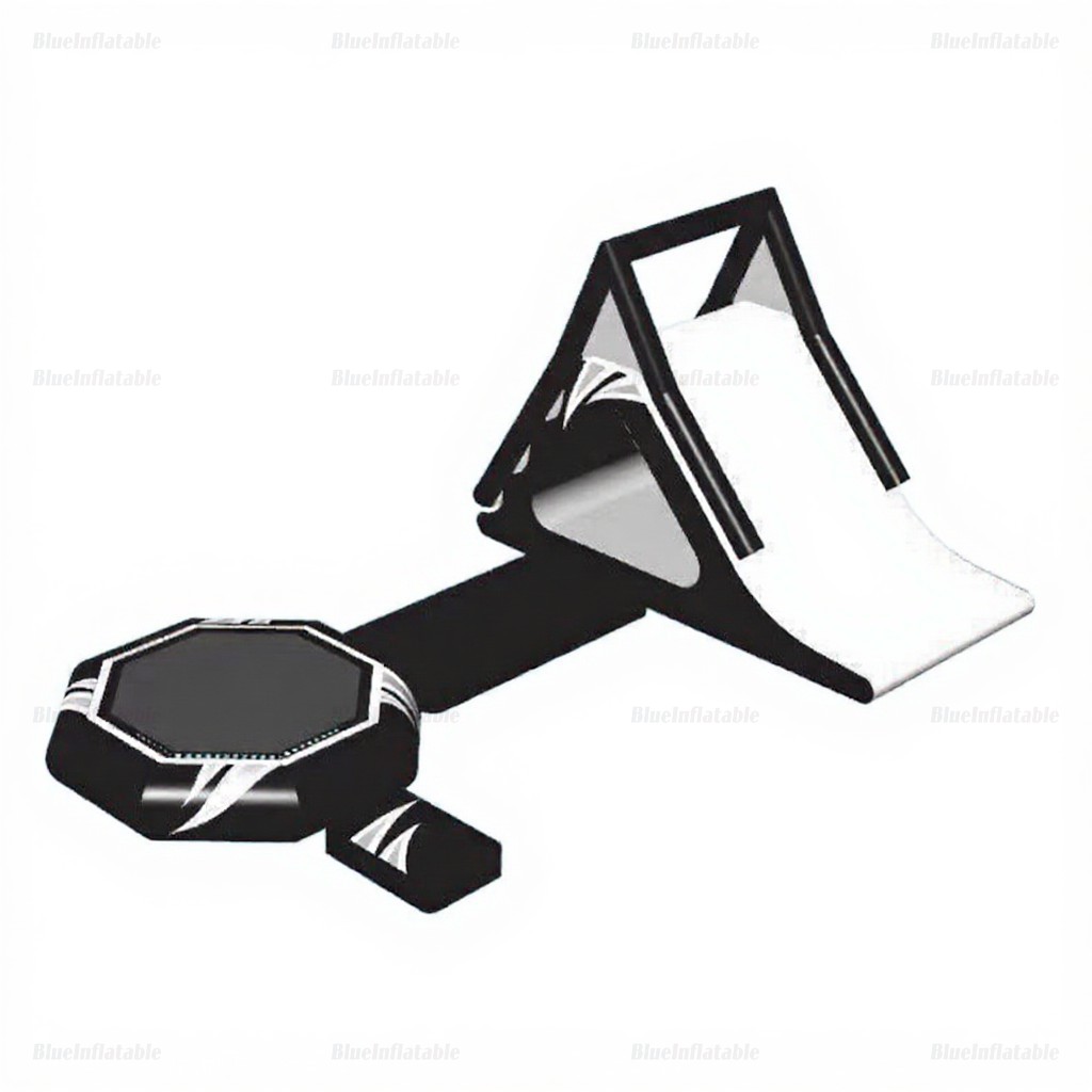 Black Inflatable Water Trampoline with Slide & Launcher