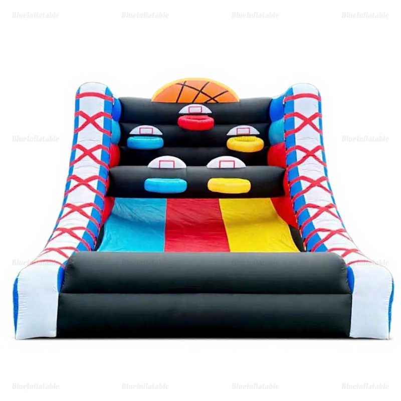 Inflatable Basketball Hoop Game with 5 Hoops and 4 Balls