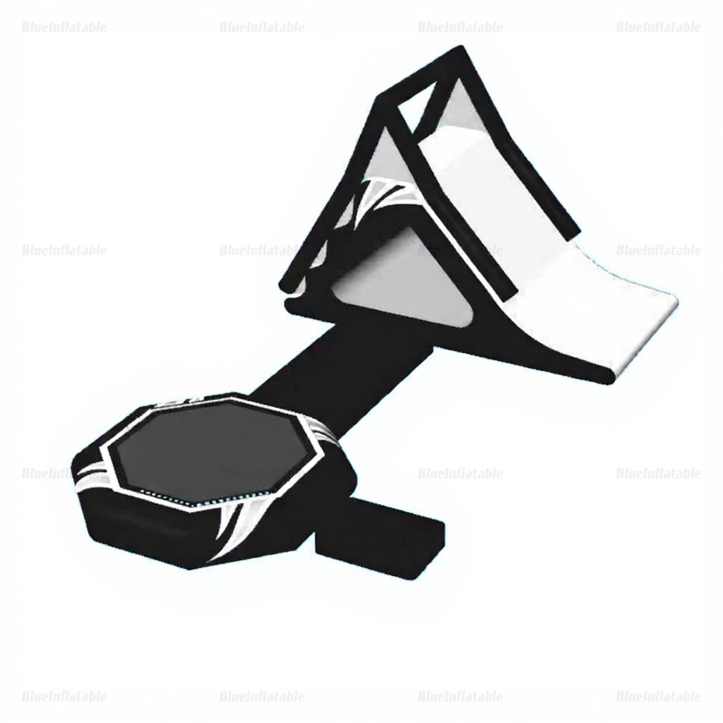 Black Inflatable Water Trampoline with Slide & Launch Pad - Image 3