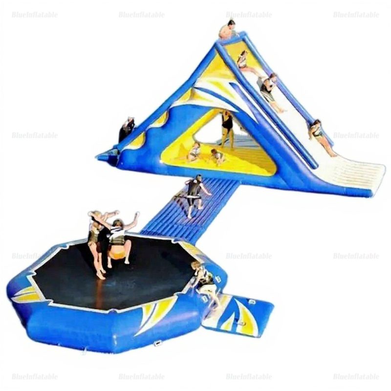 Inflatable Water Trampoline with Slide & Launch Pad