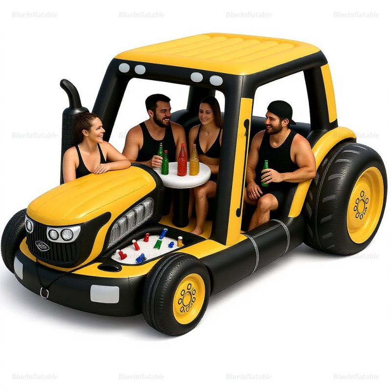 Yellow Inflatable Tractor Lake Float for Group Fun