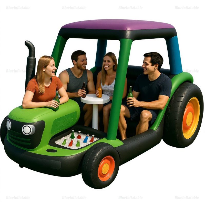 Inflatable Tractor Lake Float with Cup Holders