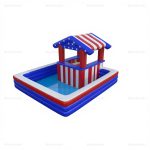 Patriotic Inflatable Pool Bar with American Flag Design