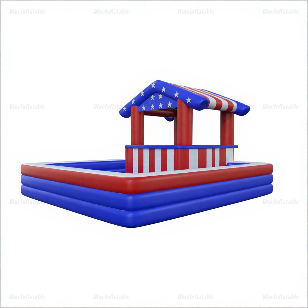 Patriotic Inflatable Pool Bar with American Flag Design - Image 3