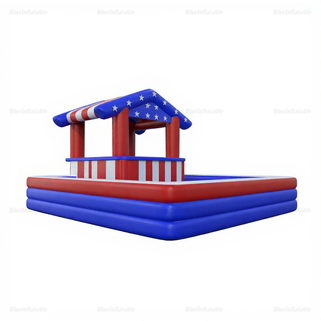 Patriotic Inflatable Pool Bar with American Flag Design - Image 4