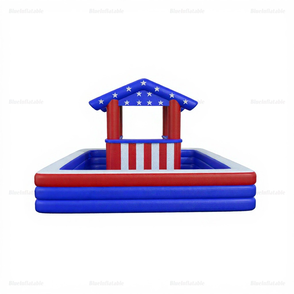 Patriotic Inflatable Pool Bar with American Flag Design - Image 6