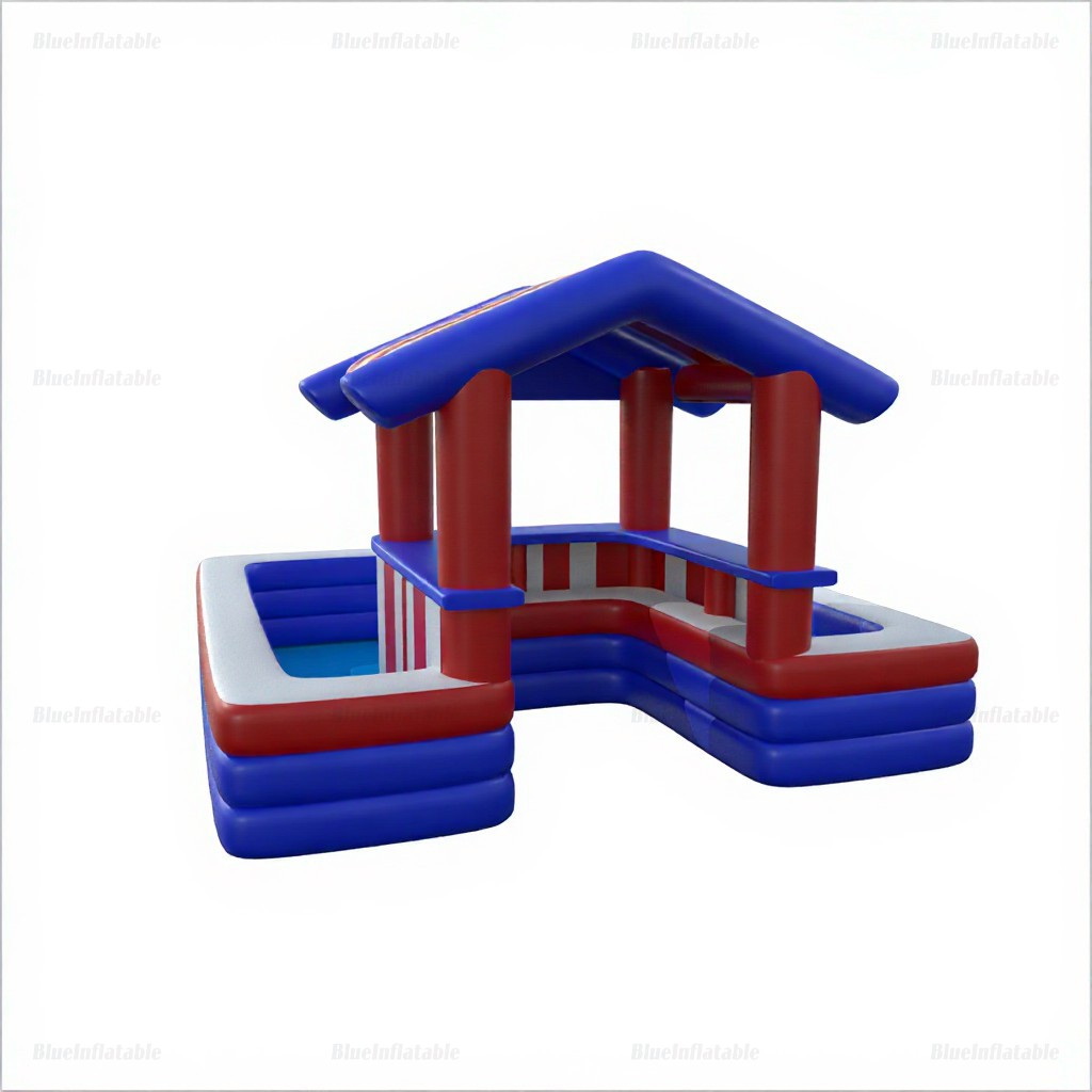 Patriotic Inflatable Pool Bar with American Flag Design - Image 7