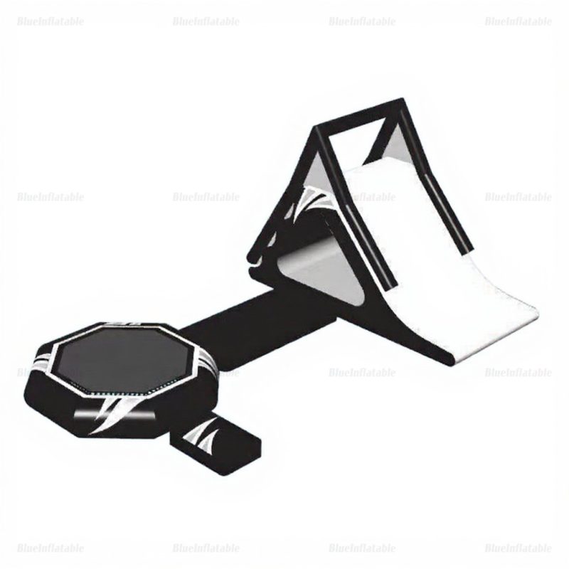Black Inflatable Water Trampoline with Slide & Launch Pad