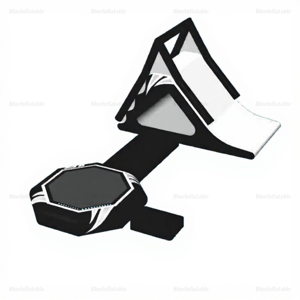 Black Inflatable Water Trampoline with Slide & Launch Pad - Image 3