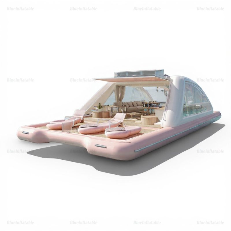 Pink Luxury Inflatable Yacht Lake Float Island