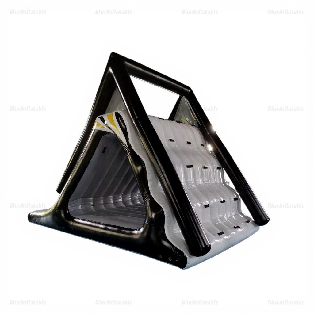 Black Inflatable Water Trampoline with Slide & Launch Pad - Image 2