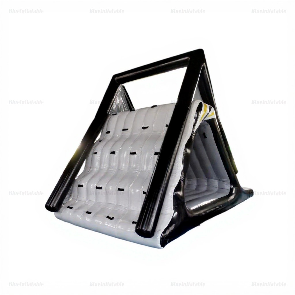 Black Inflatable Water Trampoline with Slide & Launch Pad - Image 3