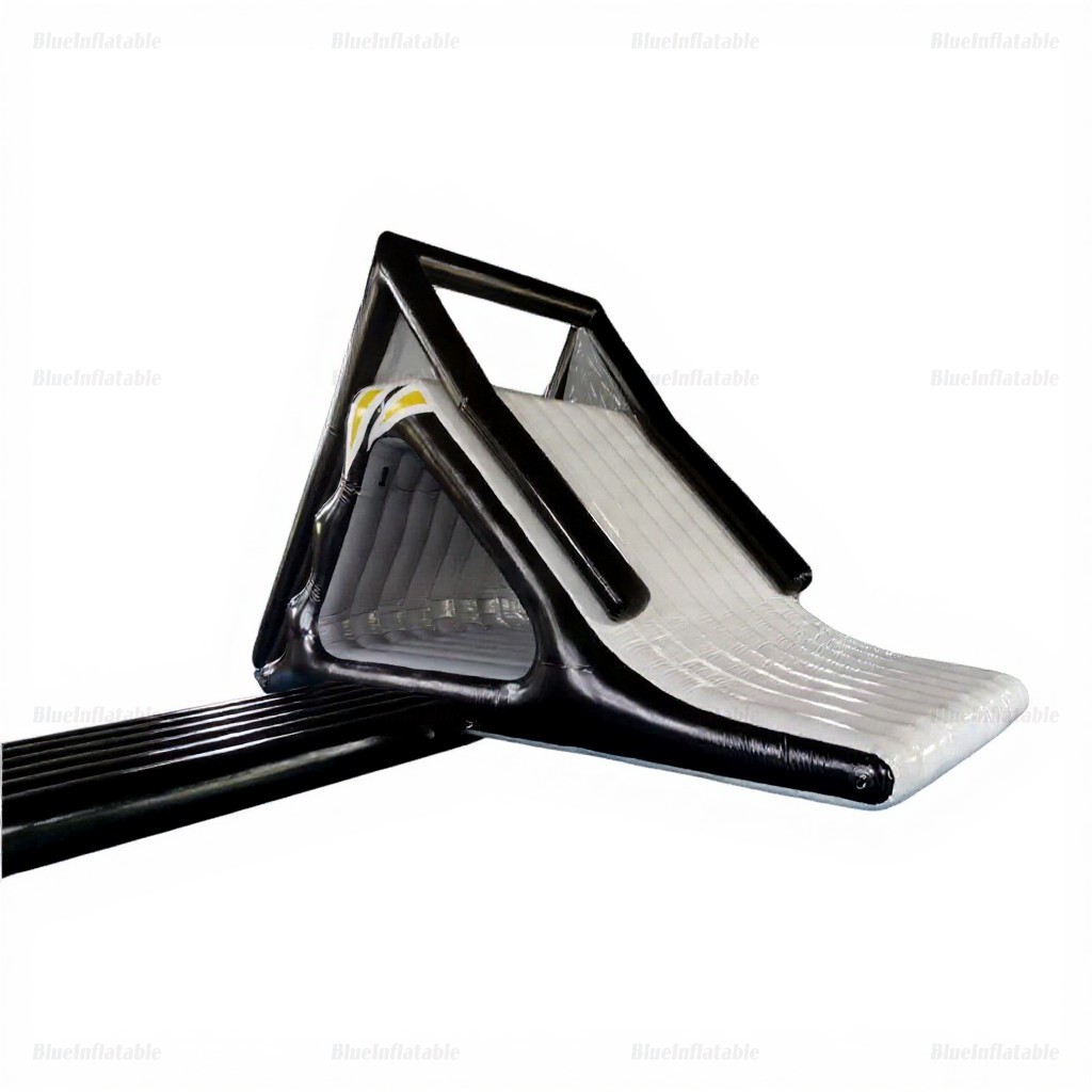 Black Inflatable Water Trampoline with Slide & Launch Pad - Image 7