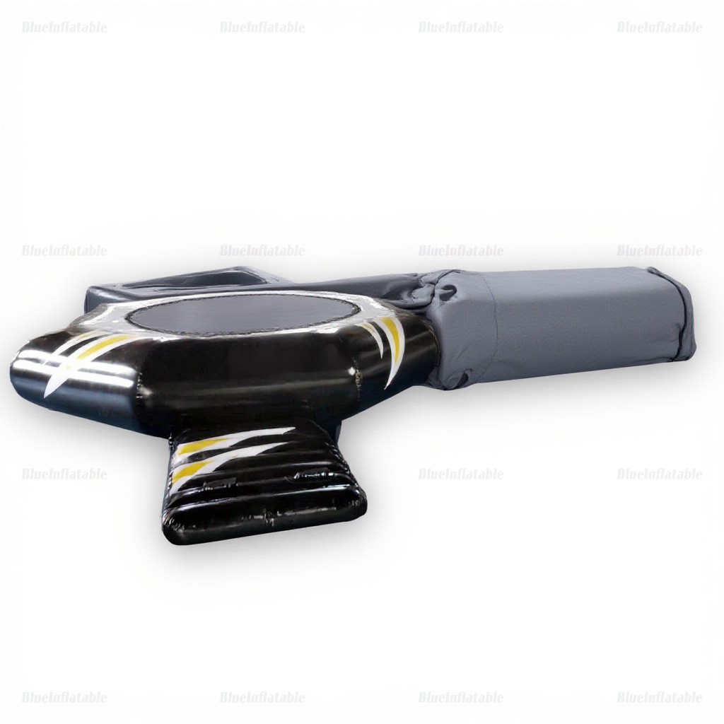 Black Inflatable Water Trampoline with Slide & Launch Pad - Image 8