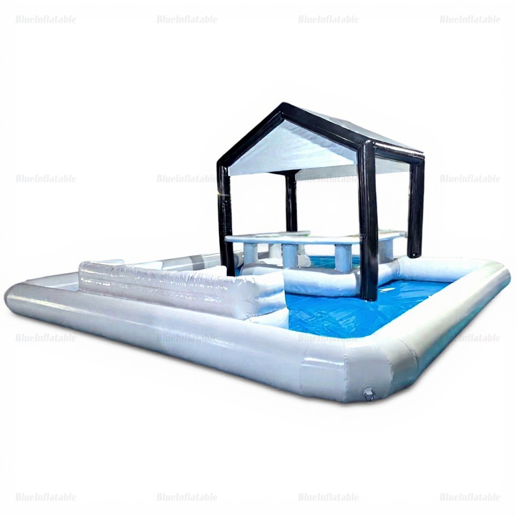 Inflatable Pool Bar and Sofa with Water Park Slide - Image 2
