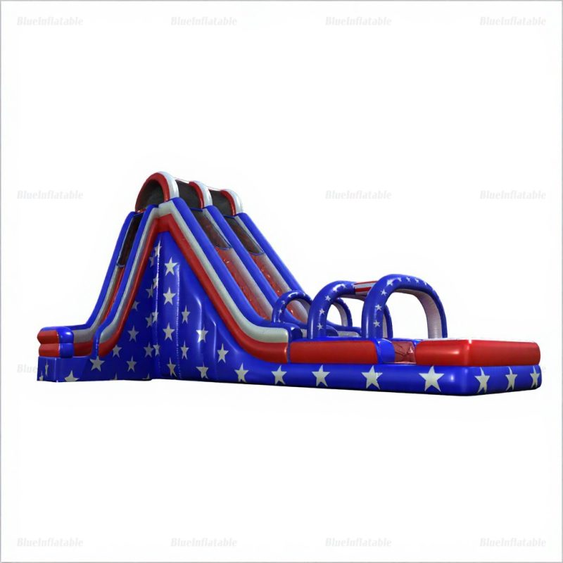 20ft Double Lane American Flag Inflatable Water Slide